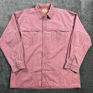 Red Head Brand Co. Button Up Long Sleeve Red Men's Size XXL Elbow Patches‎ VTG